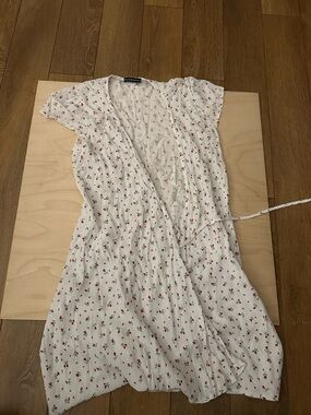 Brandy Melville White Dress with Pink Rose Print